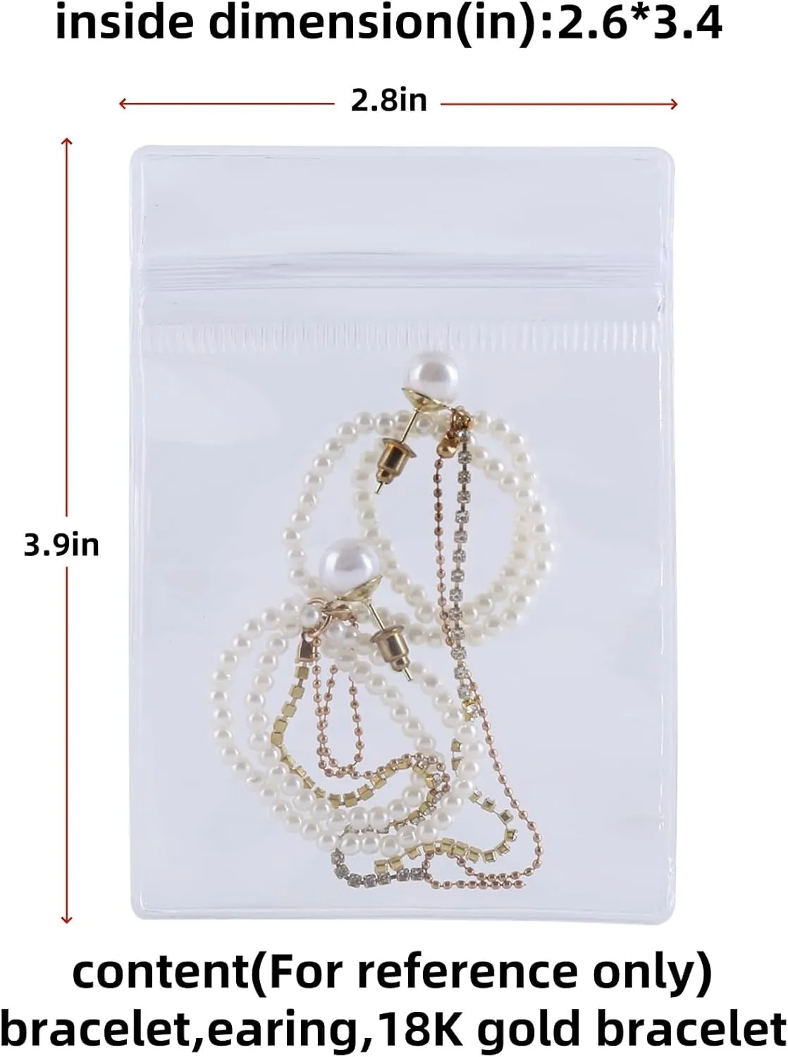 PVC Antioxidant Jewelry Storage Pouches Bracelets Necklaces Earrings Rings Storage Bags (CLEAR, 2.8 * 3.9)