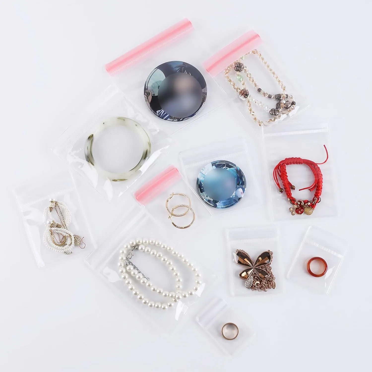 PVC Antioxidant Jewelry Storage Pouches Bracelets Necklaces Earrings Rings Storage Bags (CLEAR, 2.8 * 3.9)