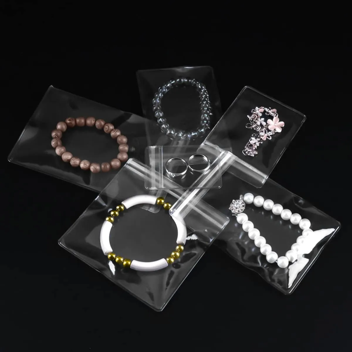 PVC Clear Jewelry Anti Oxidation Zipper Bags 100 PCS Antitarnish Jewelry Rings Earrings Packing Storage Pouch 2.8x4.3 INCH Transparent Jewellery Pouch Thick Airtight Storage SackClear)