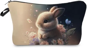Rabbit Cosmetic Bag for Women Cute Small Makeup Bag for Purse Travel Toiletry Zipper Pouch for Girls Gift for Rabbit Lovers Bunny Makeup Bag for Her