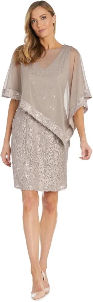 R&M Richards Womens Plus Chiffon Embellished Cocktail and Party Dress