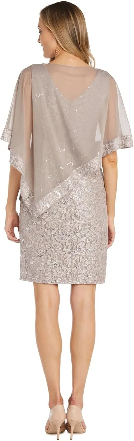 R&M Richards Womens Plus Chiffon Embellished Cocktail and Party Dress
