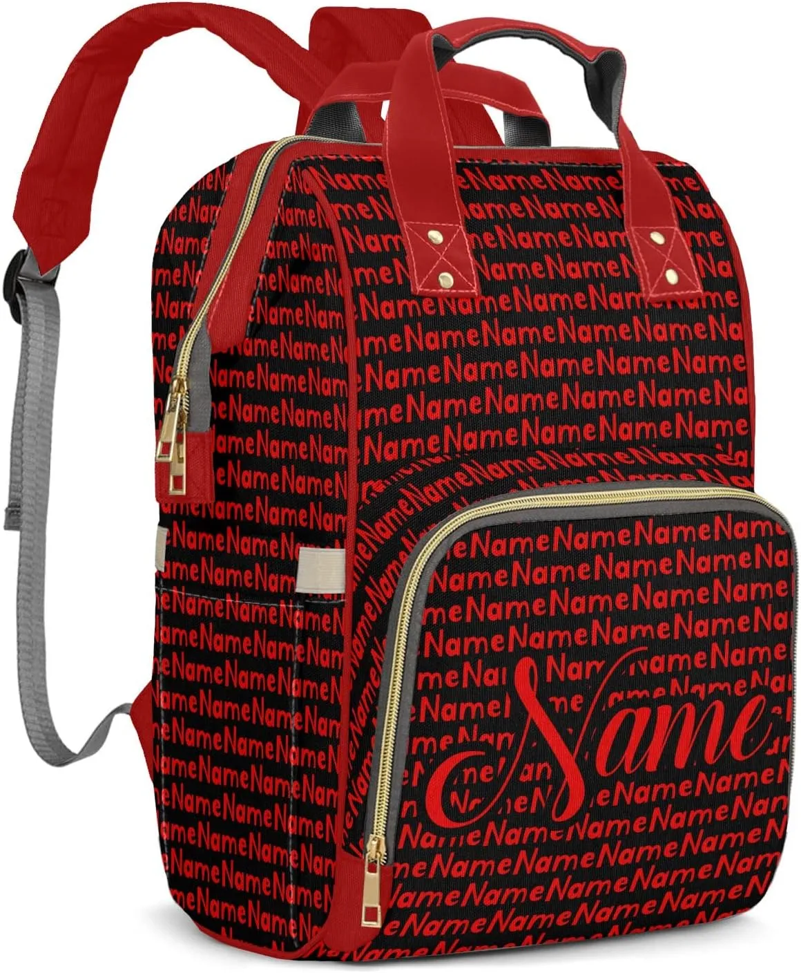Red Black Mummy Bags Custom Personalized with Name Diaper Bags Backpack Nappy Bag Gifts