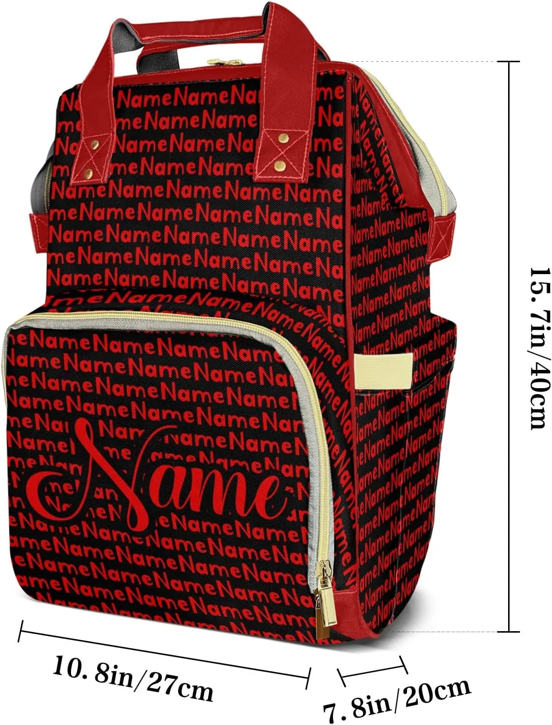Red Black Mummy Bags Custom Personalized with Name Diaper Bags Backpack Nappy Bag Gifts