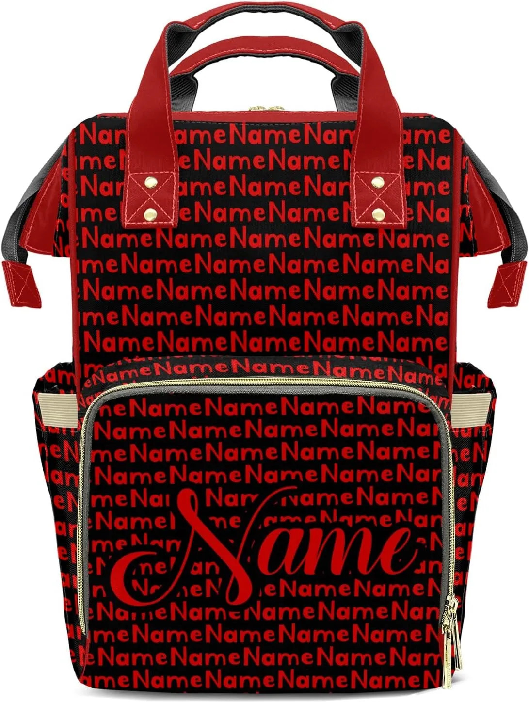 Red Black Mummy Bags Custom Personalized with Name Diaper Bags Backpack Nappy Bag Gifts