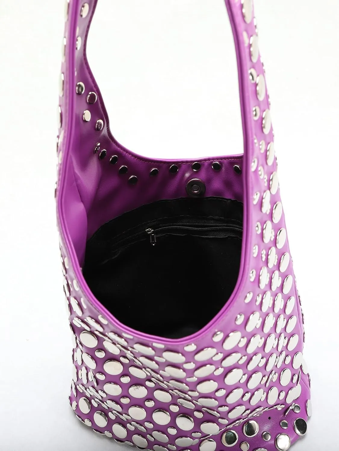 Rejolly Studded Shoulder Bag for Women Studs Hobo Purses Y2k 90s Punk Vegan Leather Designer Underarm Handbag