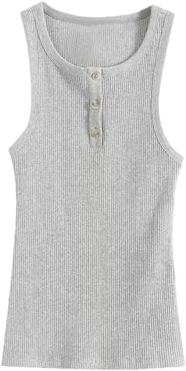 Rfmfkkg Tank For Women Solid Sleeveless Ribbed Knit Vest Top Cropped Knit Crop Casual Camisole