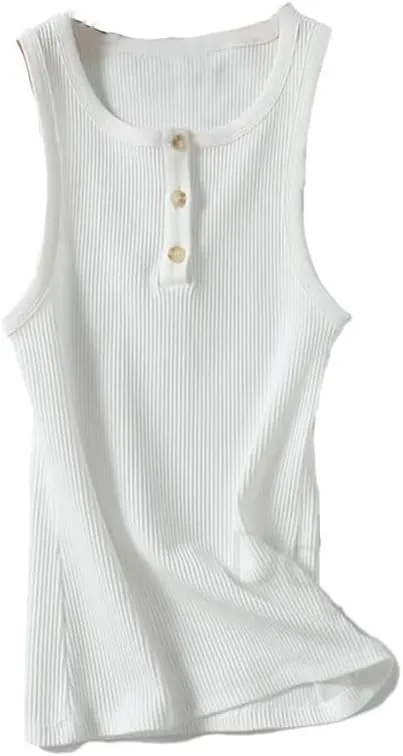 Rfmfkkg Tank For Women Solid Sleeveless Ribbed Knit Vest Top Cropped Knit Crop Casual Camisole