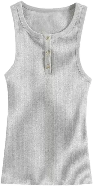 Rfmfkkg Tank For Women Solid Sleeveless Ribbed Knit Vest Top Cropped Knit Crop Casual Camisole