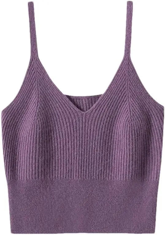 Rfmfkkg Women'S Cashmere Knitted Camisole Vest Casual Sleeveless Tops Camisole Spaghetti Strap Tank Cami