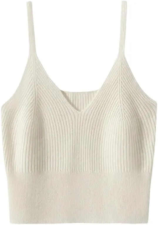 Rfmfkkg Women'S Cashmere Knitted Camisole Vest Casual Sleeveless Tops Camisole Spaghetti Strap Tank Cami