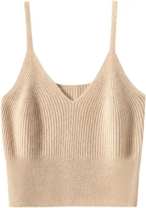 Rfmfkkg Women'S Cashmere Knitted Camisole Vest Casual Sleeveless Tops Camisole Spaghetti Strap Tank Cami