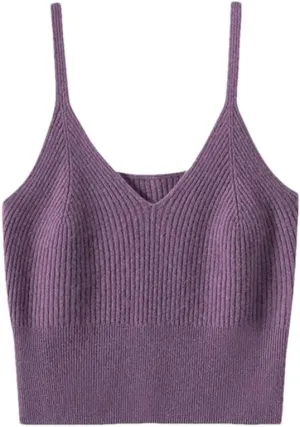 Rfmfkkg Women'S Cashmere Knitted Camisole Vest Casual Sleeveless Tops Camisole Spaghetti Strap Tank Cami