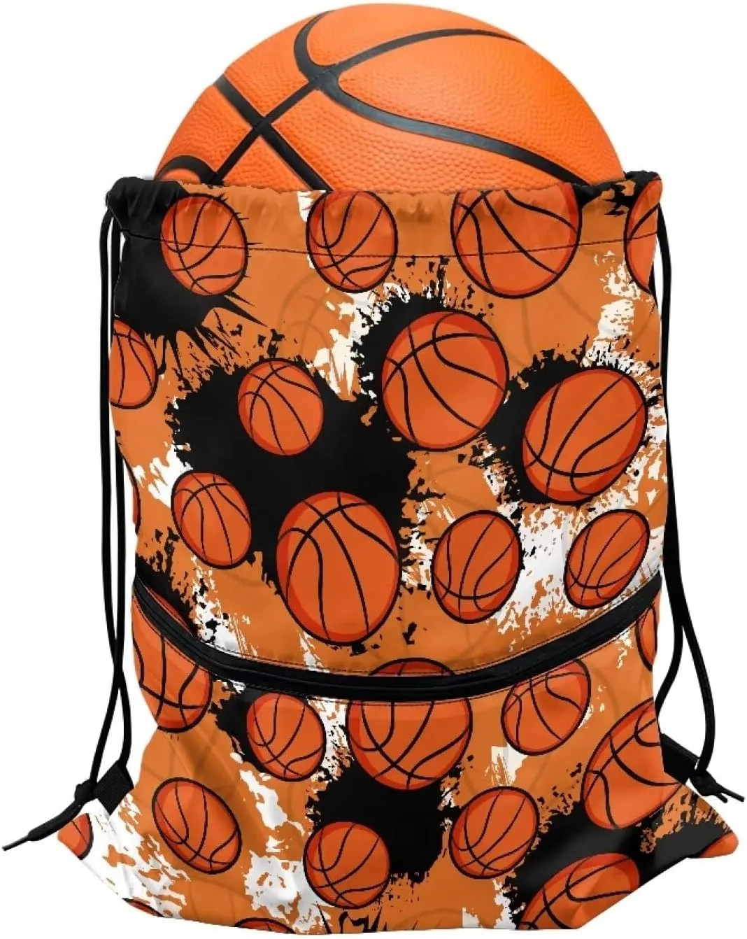 Rnyleeg Basketball Drawstring Backpack for Men Boys Portable Sports Gym Bag Lightweight Athletic Bag for Grandson Birthday Gifts