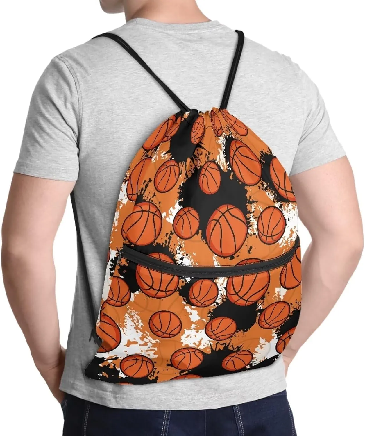 Rnyleeg Basketball Drawstring Backpack for Men Boys Portable Sports Gym Bag Lightweight Athletic Bag for Grandson Birthday Gifts