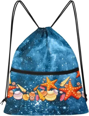 Rnyleeg Beach Theme Drawstring Backpack Bags Gym Cinch Tote Sackpack Sack Bulk String Bag Backpack Storage Bag for Party Gym Sports Shopping