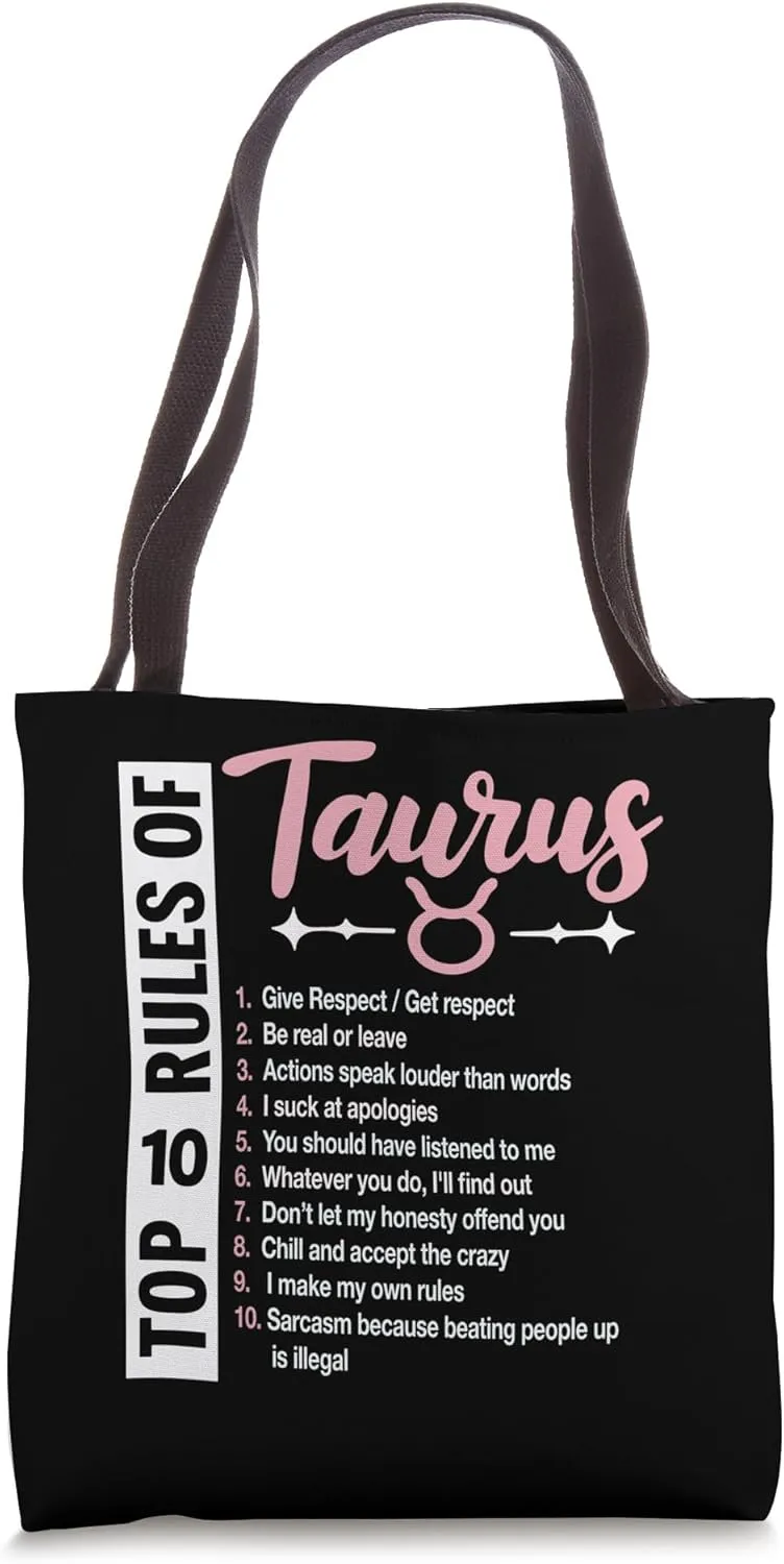 Rules Of Taurus Zodiac Birthday Horoscope Astrological Tote Bag