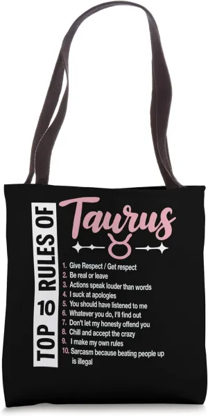 Rules Of Taurus Zodiac Birthday Horoscope Astrological Tote Bag