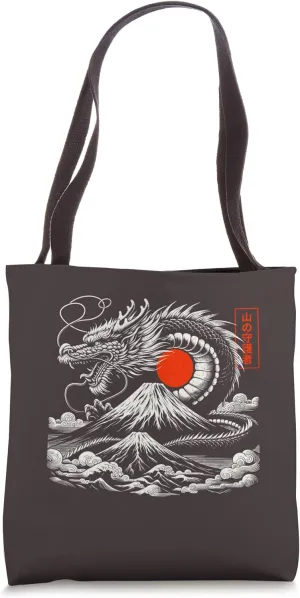 Samurai Dragon Tattoo Graphic Tees Men's Father's Day Gift Tote Bag