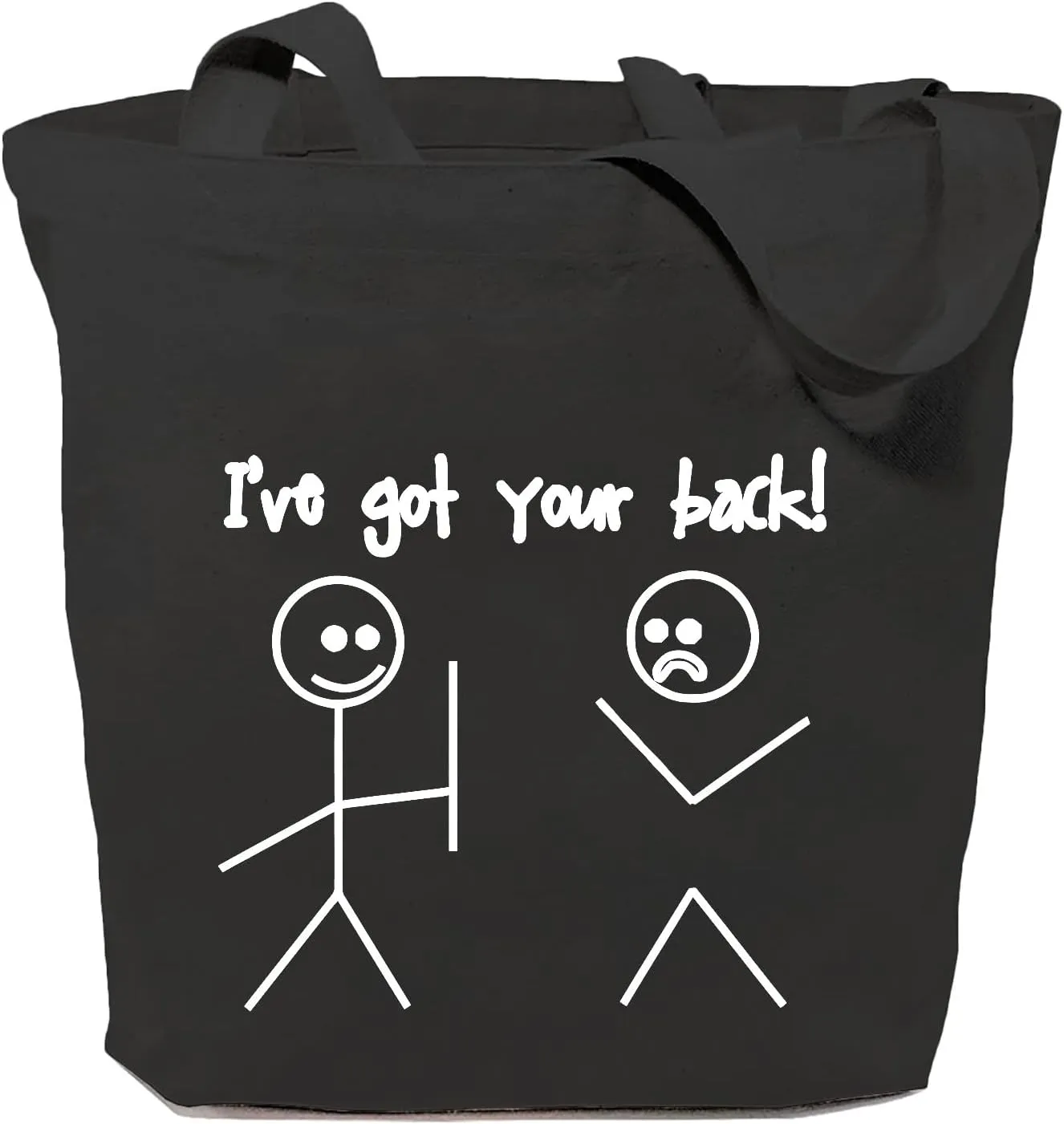 SAUIVD I've Got Your Back Canvas Tote Bag Cute Cartoon Graphic Casual Handbag Funny Saying Bag Shopping Bag