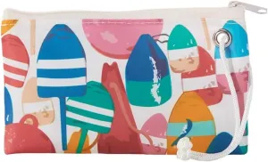 Sea Bags Recycled Sail Cloth Downeast Buoys Wristlet Zip Top Wristlet Clutch Zippered Wallet with Strap