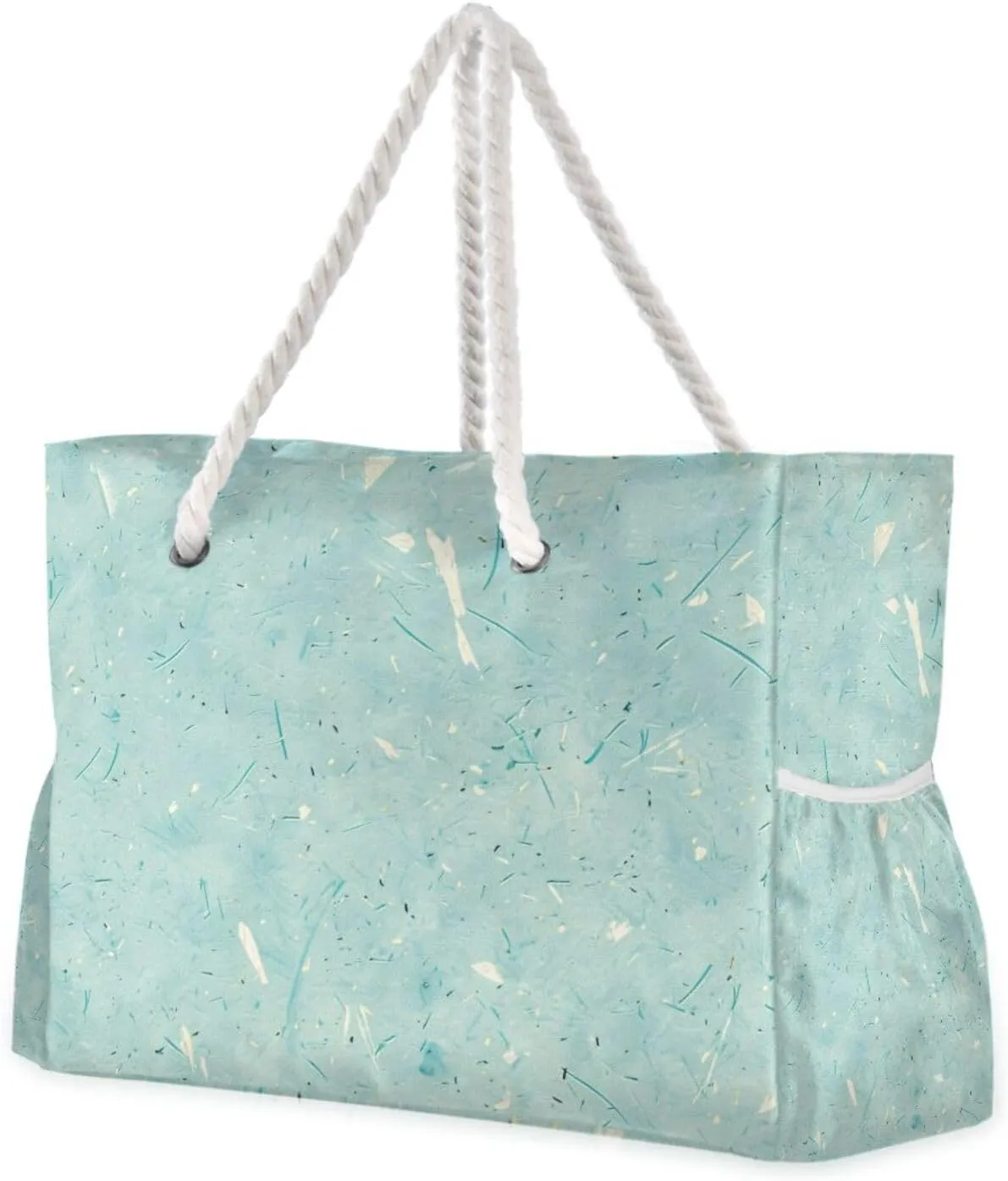 Seamless Kraft Paper Texture Bag For Women Waterproof Sandproof with side pockets Large Beach Tote Bag for Swim Pool