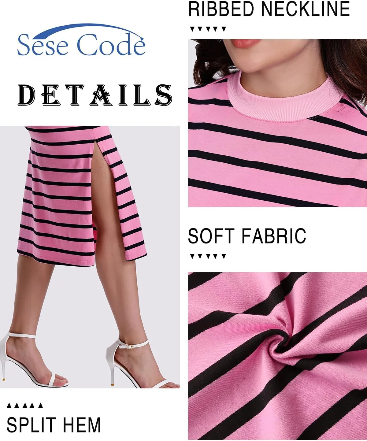 SeSe Code Womens 2 Piece Outfits Striped Matching Skirt Set Sleeveless Tank Tops and Side Slit Midi Skirts