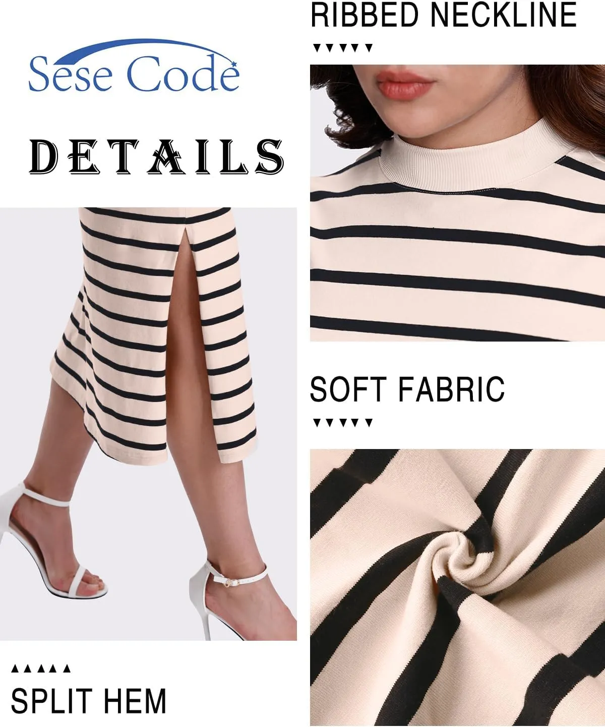 SeSe Code Womens 2 Piece Outfits Striped Matching Skirt Set Sleeveless Tank Tops and Side Slit Midi Skirts