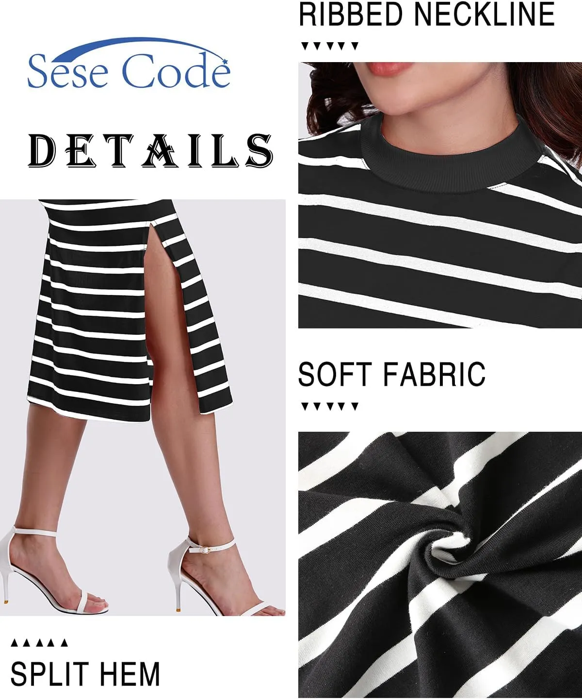SeSe Code Womens 2 Piece Outfits Striped Matching Skirt Set Sleeveless Tank Tops and Side Slit Midi Skirts