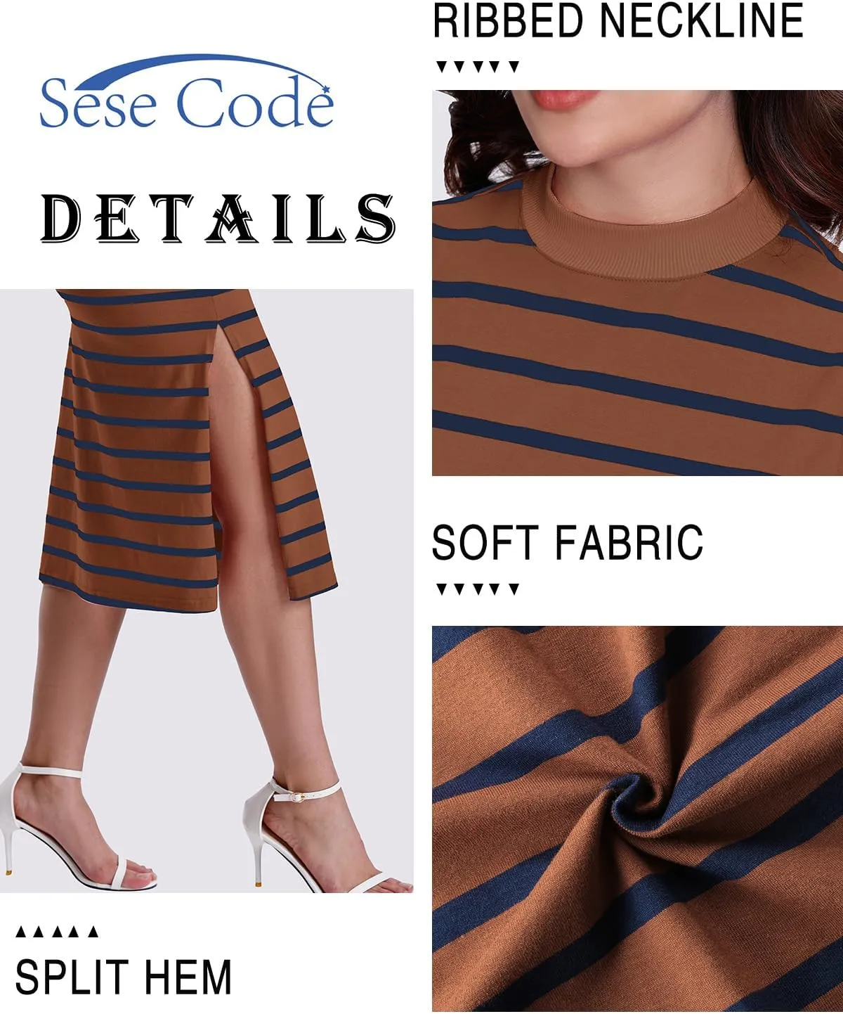 SeSe Code Womens 2 Piece Outfits Striped Matching Skirt Set Sleeveless Tank Tops and Side Slit Midi Skirts