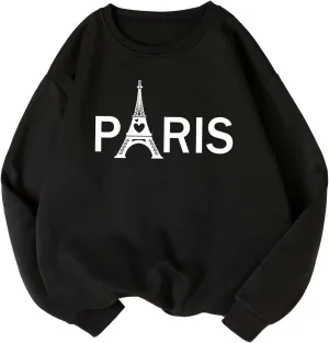 SHENHE Women's Graphic Print Crewneck Drop Shoulder Long Sleeve Sweatshirt Tops Pullovers