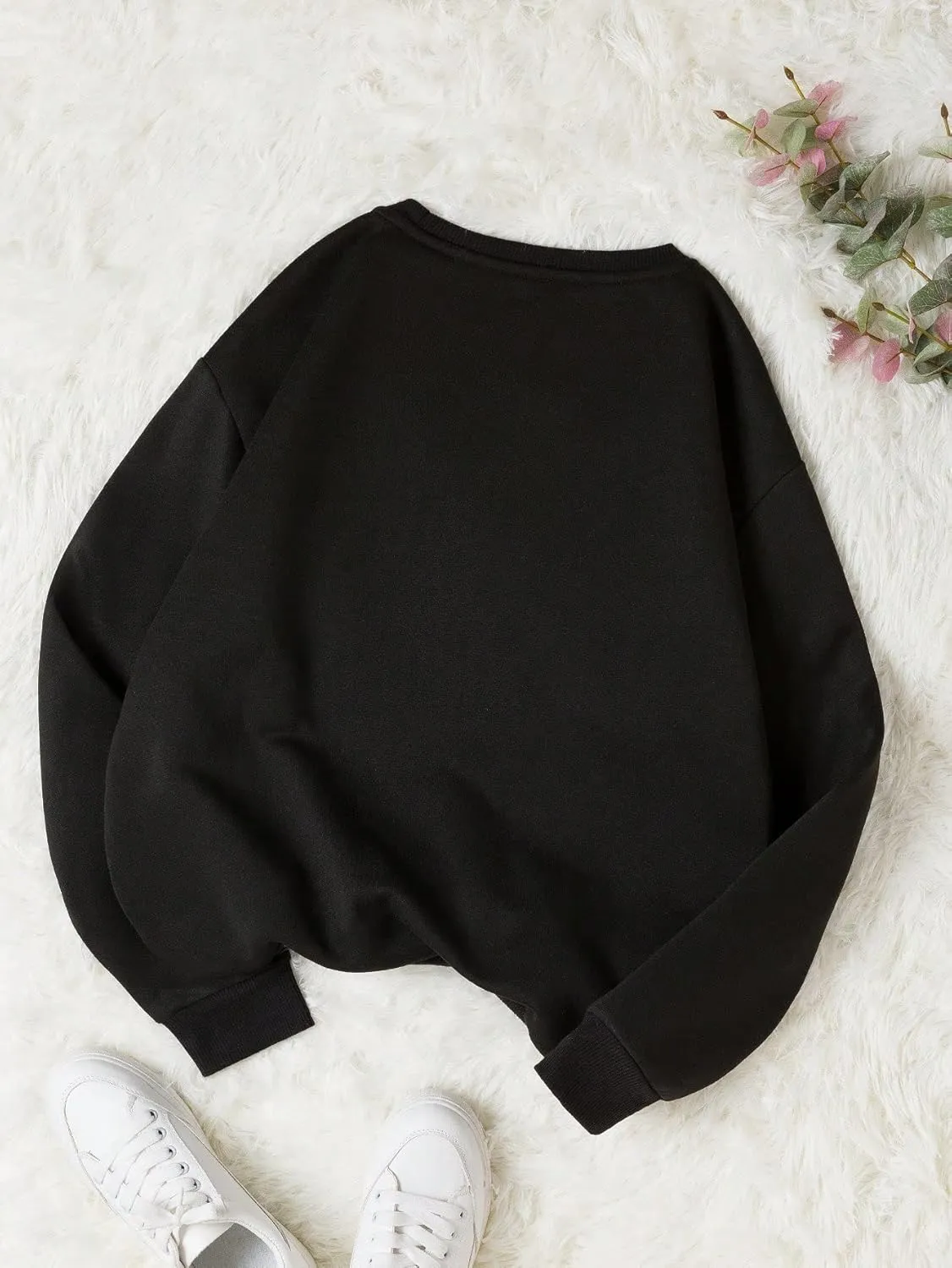 SHENHE Women's Graphic Print Crewneck Drop Shoulder Long Sleeve Sweatshirt Tops Pullovers