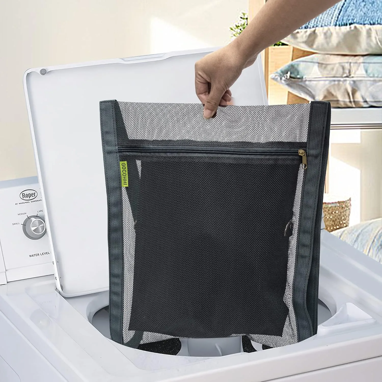 Shoe Dryer Bag, Sneaker Dry Net for Dryer, HoneyComber Mesh Bags with Zipper and Strap for Shoes, Laundry Reused Bag Tool, 15.7x13.8 Inches (1Pc Grey)