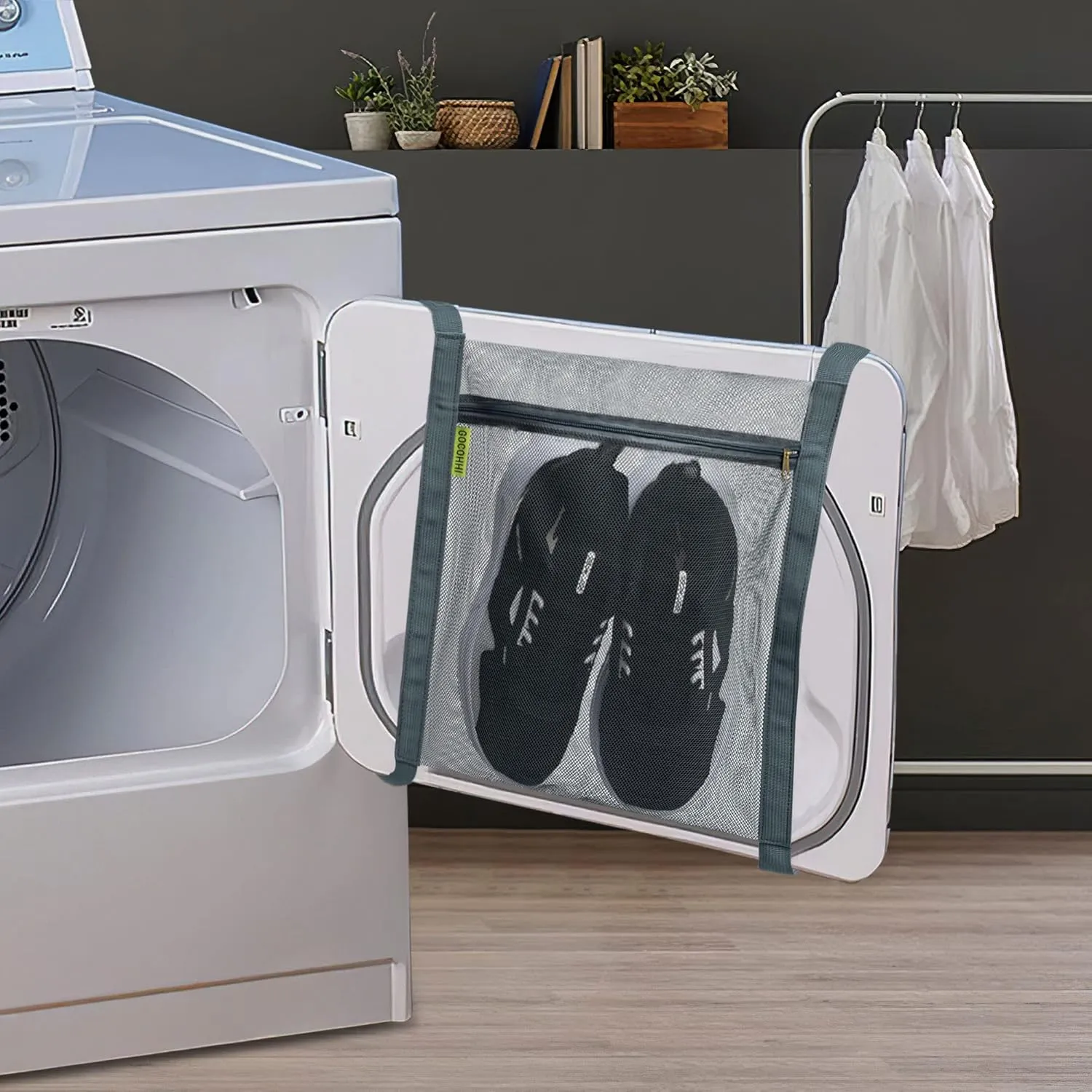 Shoe Dryer Bag, Sneaker Dry Net for Dryer, HoneyComber Mesh Bags with Zipper and Strap for Shoes, Laundry Reused Bag Tool, 15.7x13.8 Inches (1Pc Grey)