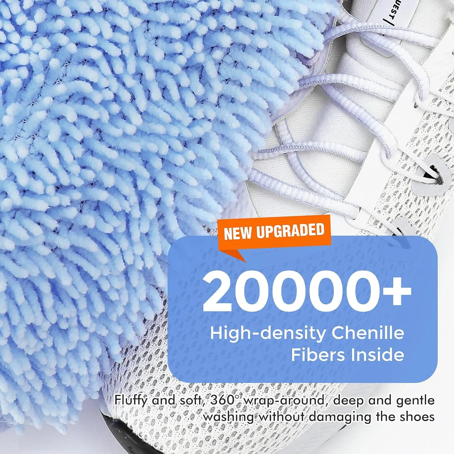 Shoe Washing Machine Bag 2Pcs - Reusable Laundry Bags for Washer & Dryer, 360 Deep Clean & Large Size Plush Fibers for Sneakers, Tennis Shoes, Kids Footwear, Durable Invisible Zipper (Blue)