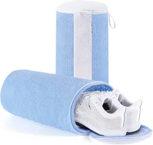 Shoe Washing Machine Bag 2Pcs - Reusable Laundry Bags for Washer & Dryer, 360 Deep Clean & Large Size Plush Fibers for Sneakers, Tennis Shoes, Kids Footwear, Durable Invisible Zipper (Blue)
