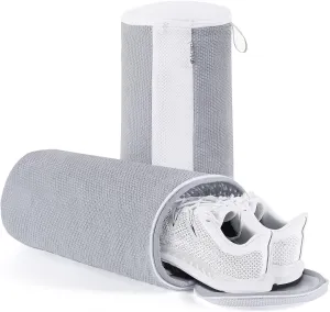 Shoe Washing Machine Bag 2Pcs, Shoe Laundry Bag for Washer & Dryer, Shoe Cleaning Bag Plush Fibers for All Size Sneaker Tennis Deep Clean, Reusable Shoe Wash Bag Invisible Zipper (Grey)