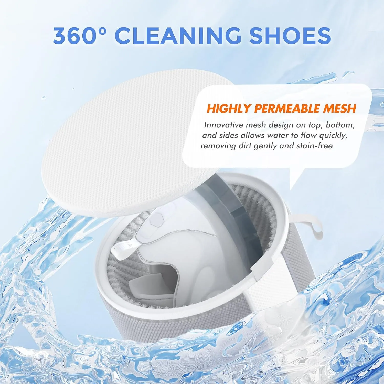 Shoe Washing Machine Bag 2Pcs, Shoe Laundry Bag for Washer & Dryer, Shoe Cleaning Bag Plush Fibers for All Size Sneaker Tennis Deep Clean, Reusable Shoe Wash Bag Invisible Zipper (Grey)