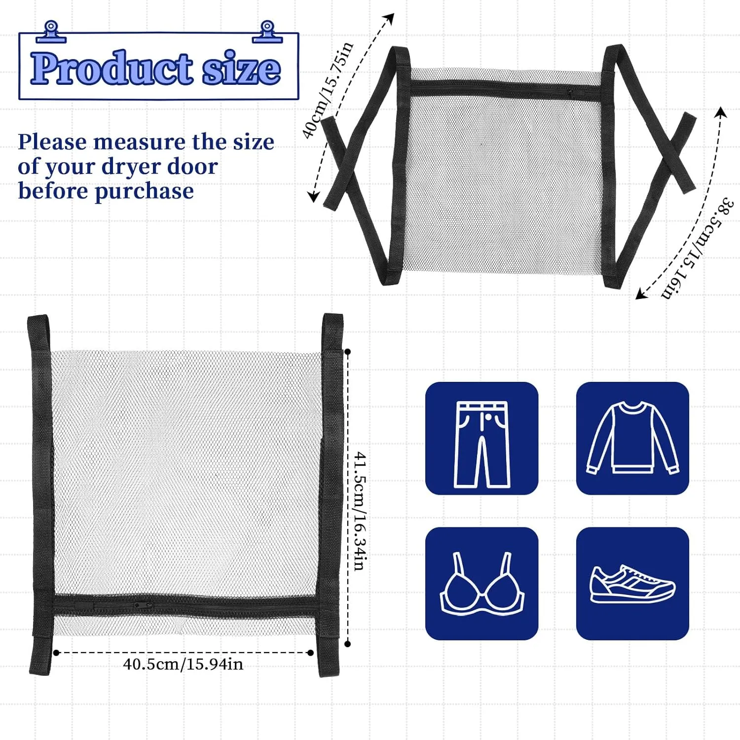 Shoe Washing Machine Bag Laundry Shoe Bag Mesh Laundry Bags Sneaker Dry Bags with Strap and Zipper for Clothing Shoes(Black)