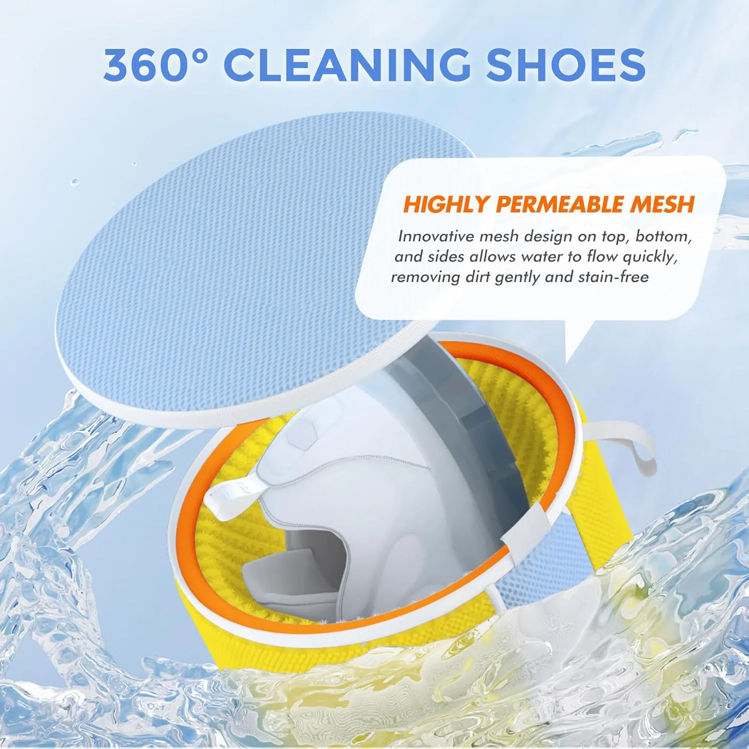 Shoe Washing Machine Bag, Shoe Laundry Bag for Washer & Dryer, Shoe Bag for Washing Machine Plush Fibers Shoe Cleaning Bag Reusable for Sneakers and Tennis Shoes, Yellow 2Pcs