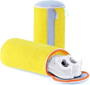 Shoe Washing Machine Bag, Shoe Laundry Bag for Washer & Dryer, Shoe Bag for Washing Machine Plush Fibers Shoe Cleaning Bag Reusable for Sneakers and Tennis Shoes, Yellow 2Pcs