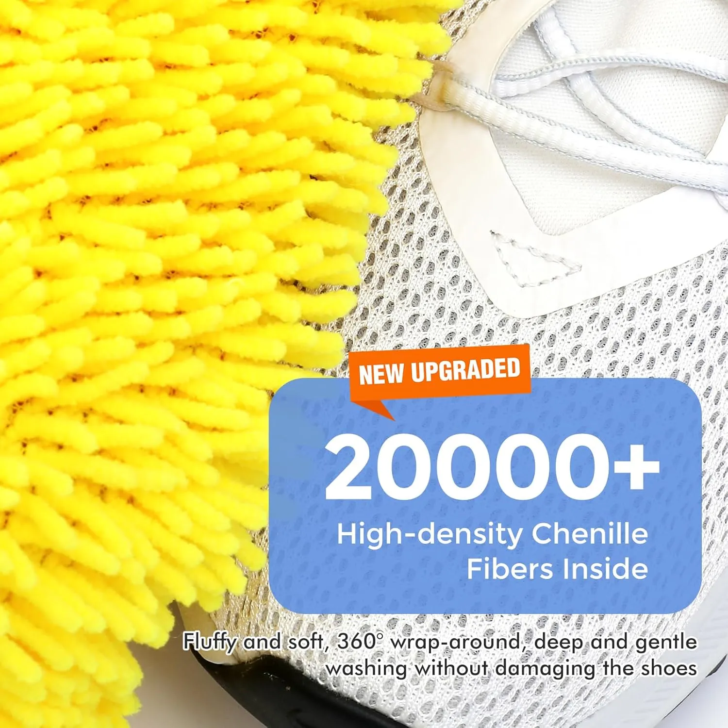 Shoe Washing Machine Bag, Shoe Laundry Bag for Washer & Dryer, Shoe Bag for Washing Machine Plush Fibers Shoe Cleaning Bag Reusable for Sneakers and Tennis Shoes, Yellow 2Pcs