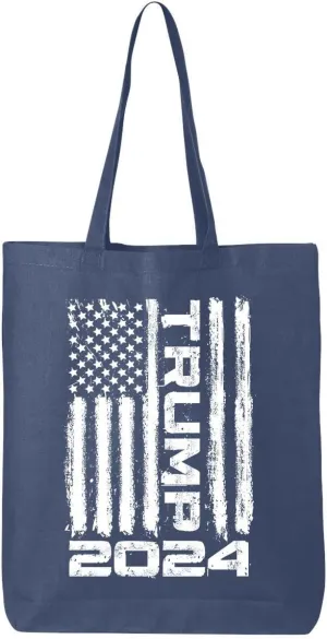 shop4ever Trump Flag 2024 45th US President Eco Cotton Tote Reusable Shopping Bag