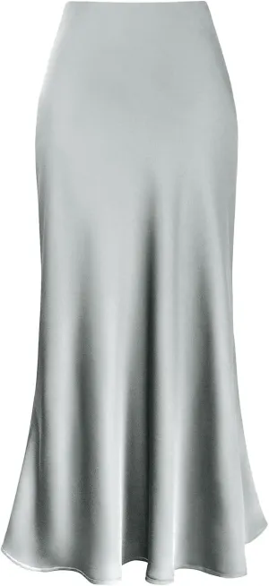 Skirts for Women Satin High Waist Midi Skirt Elegant Casual, Ideal for Spring and Summer Outfits with Smooth Fabric