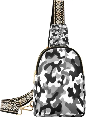 Small Sling Bag Waist Packs Leather Crossbody Packs Chest Bag Camouflage for Women Travel Belt Purse