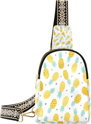 Small Sling Bag Waist Packs Leather Crossbody Packs Chest Bag Cute Pineapple for Women Travel Belt Purse