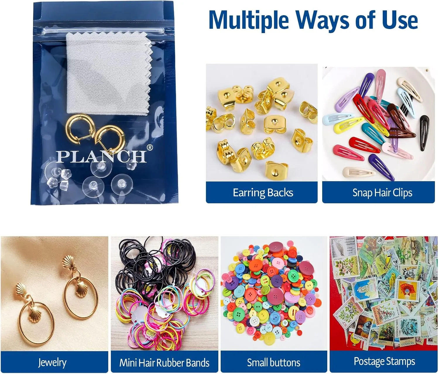Small Ziplock Plastic Jewelry Bags: 30Pcs Mini Clear PVC Storage Baggies for Packaging Earrings Necklaces Rings - 3.83.9 inch (Dark Blue)