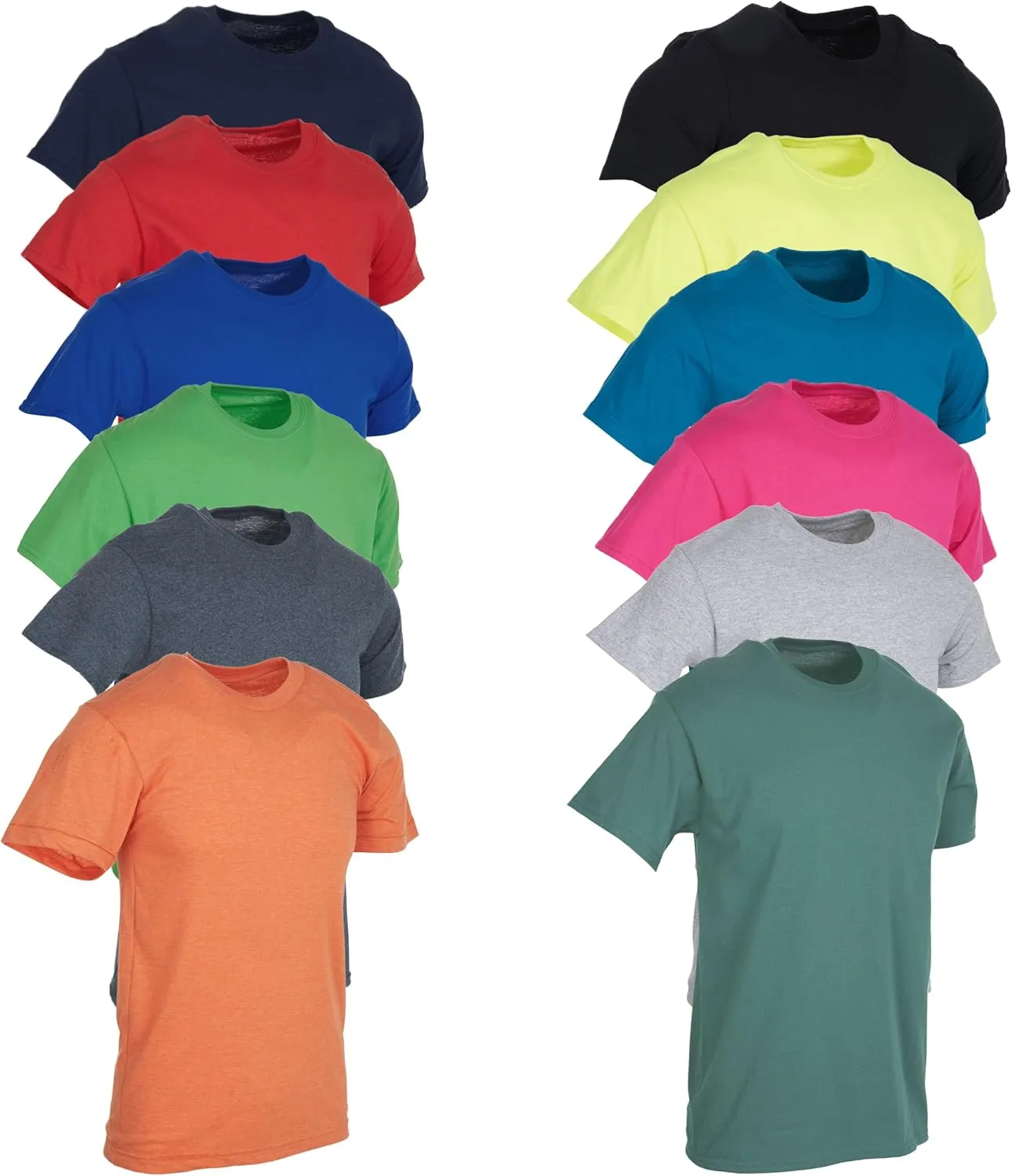 SOCKS'NBULK Men's Cotton Crew Neck Regular T-Shirts Bulk Short Sleeve Lightweight Tees Mix Colors