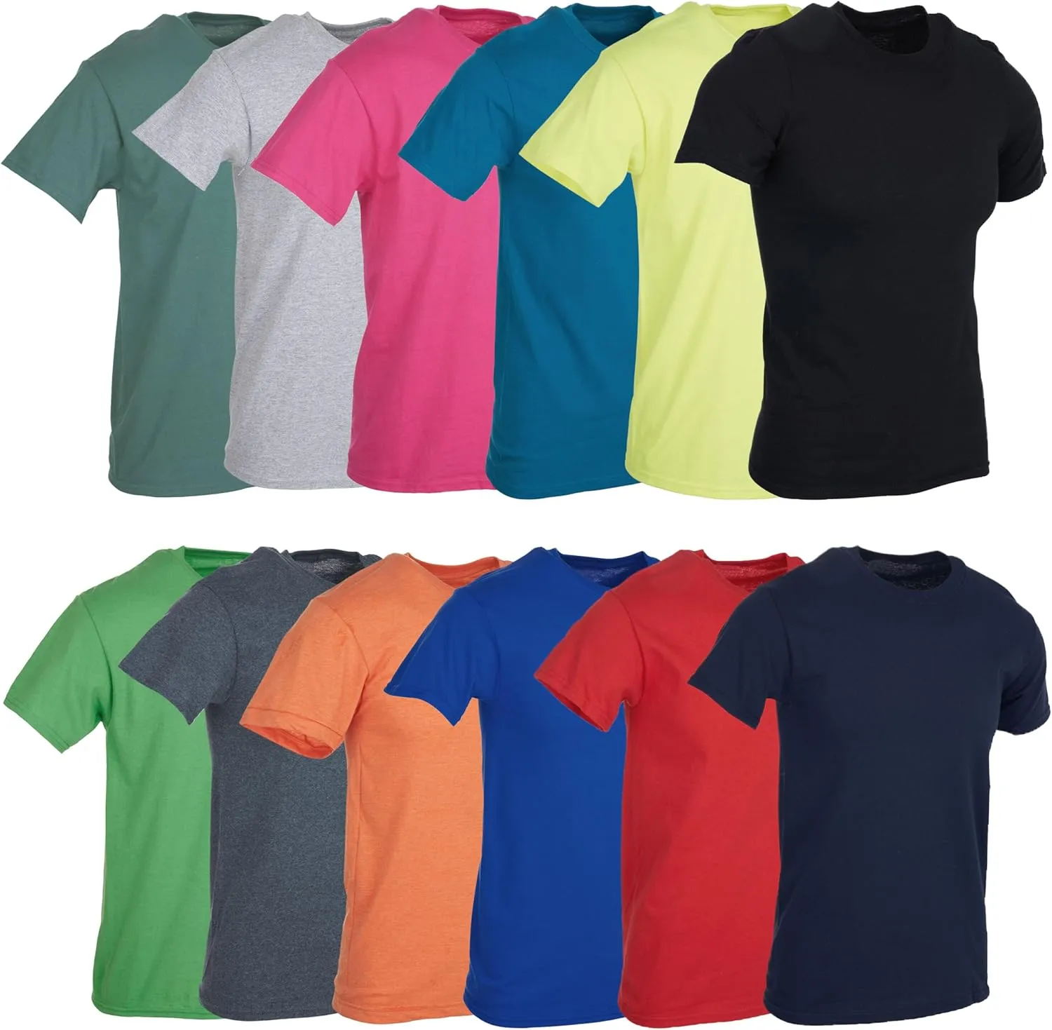 SOCKS'NBULK Men's Cotton Crew Neck Regular T-Shirts Bulk Short Sleeve Lightweight Tees Mix Colors