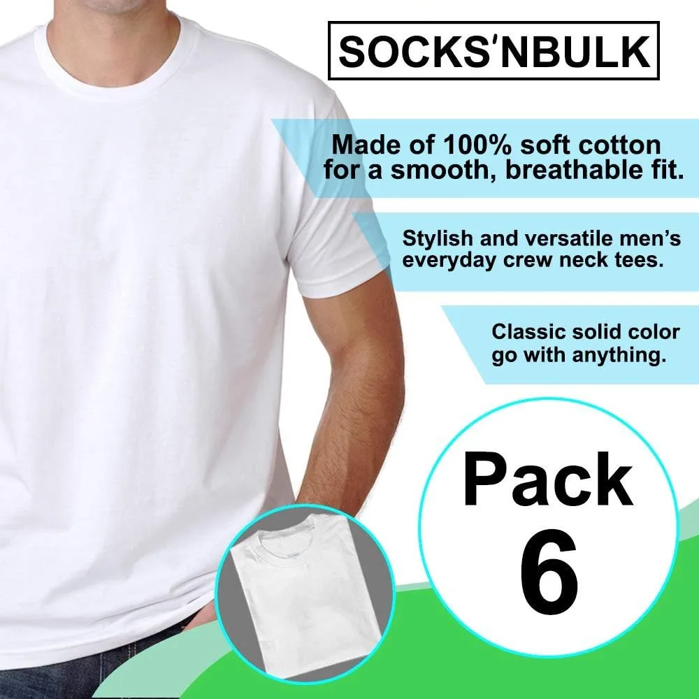 SOCKS'NBULK Men's Cotton Crew Neck Regular T-Shirts Bulk Short Sleeve Lightweight Tees Mix Colors
